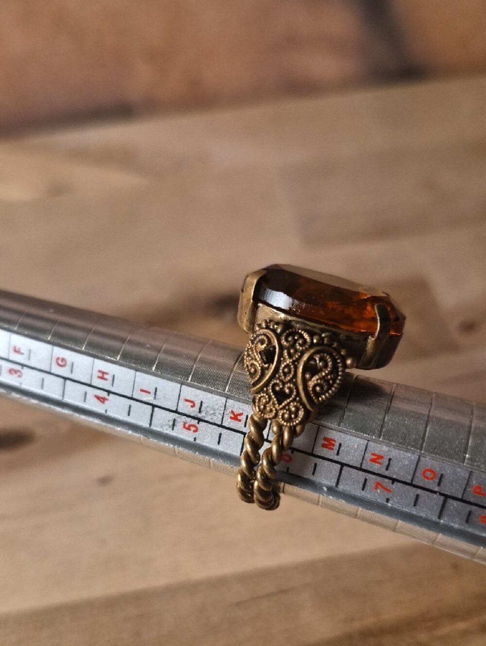 Vintage-Style Amber Gemstone Cocktail Ring - Women Jewelry Stamped West Germany - Picture 9 of 13